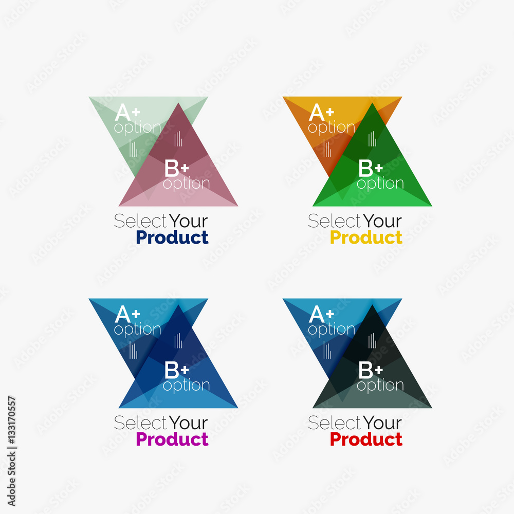 Set of triangle geometric business infographic templates Set of triangle geometric business infographic templates