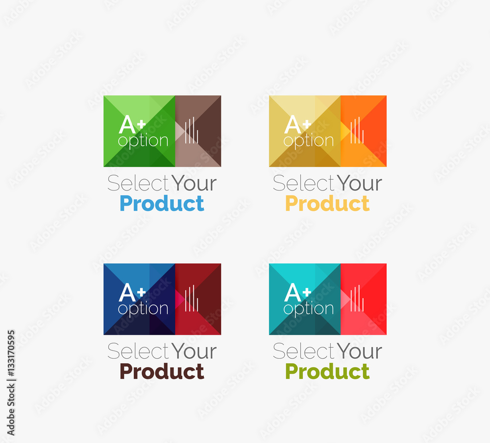 Set of abstract square interface menu navigation button