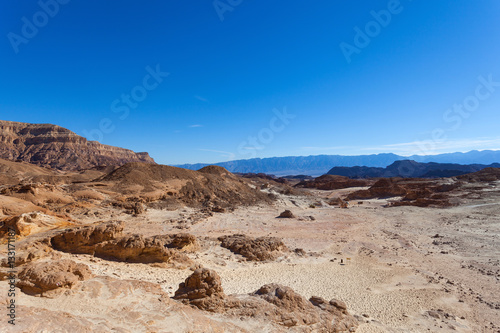 Desert mountains with blue sky in the background 