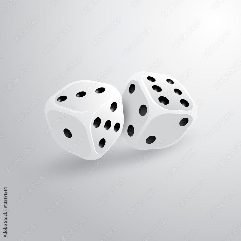 Two realistic dice for gambling. Icon for design games. Two realistic dice for gambling. Icon for design games.
