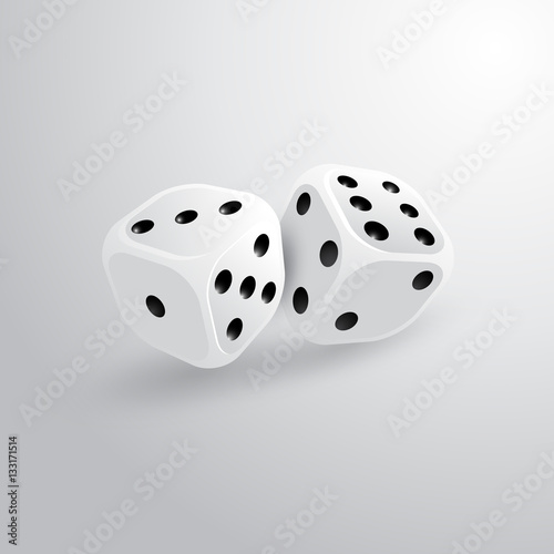 Two realistic dice for gambling. Icon for design games.