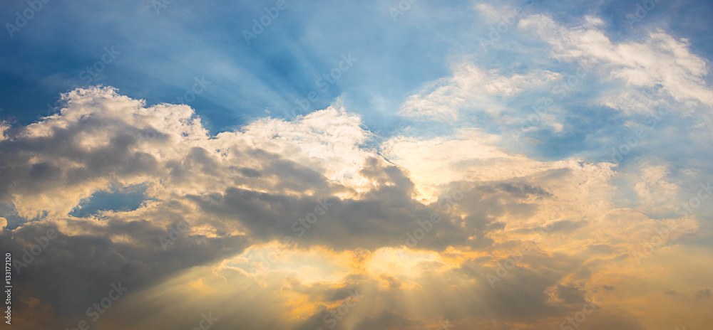 Sunlight shining through the clouds. Sunlight shining through the clouds.
