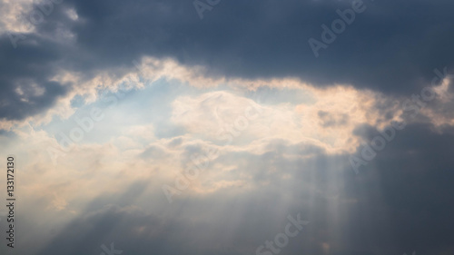 Sunlight shining through the clouds. © srattha