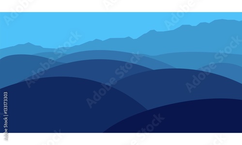 Landscape Silhouette Blue Hills Vector Illustration