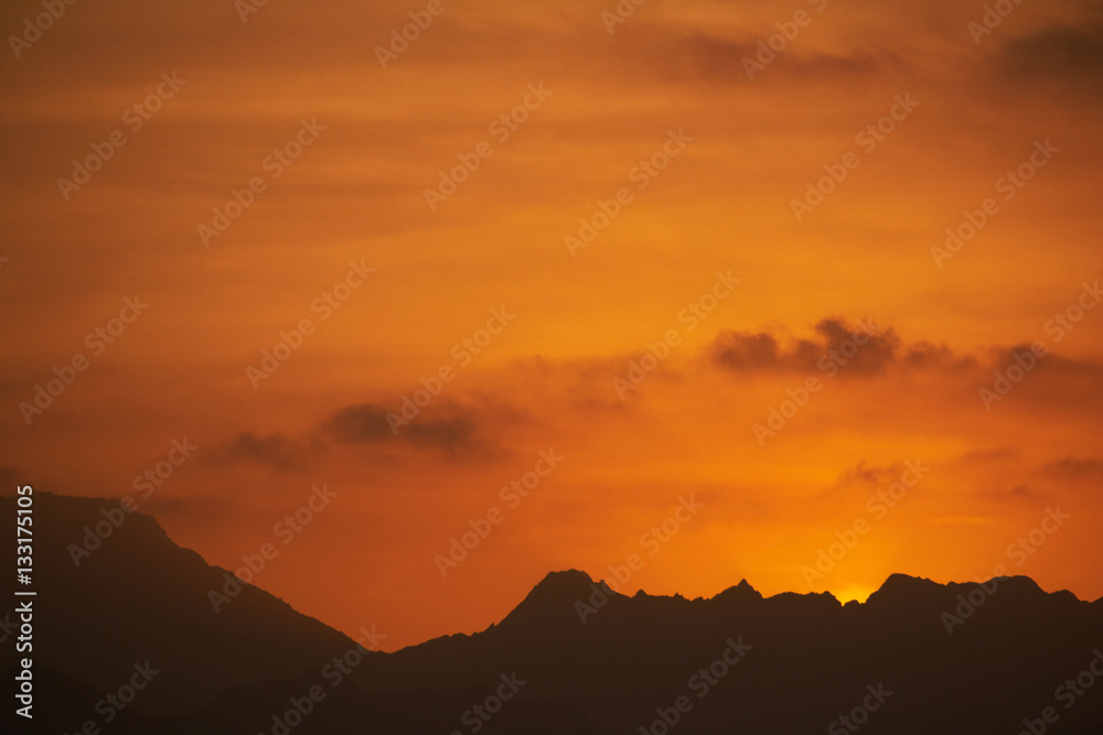 Oman sunset mountains