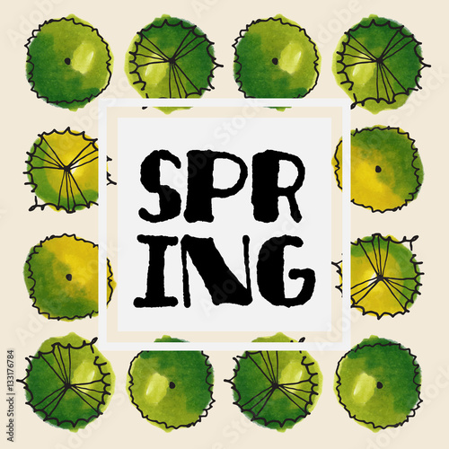 Spring logo and architectural tree top view.illustration vector