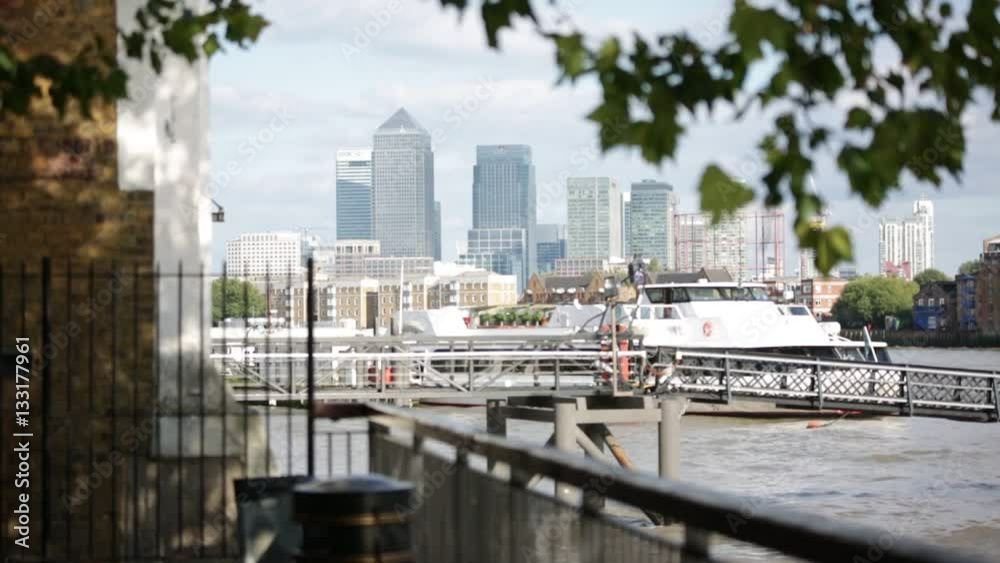 London skyline: skyscrapers and tall glass towers, Thames River, England London skyline: skyscrapers and tall glass towers, Thames River, England