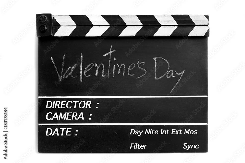 Naklejka premium Love story film slate