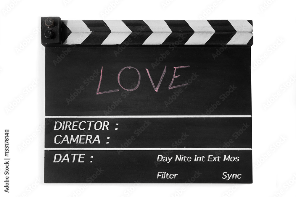 Naklejka premium Love story film slate