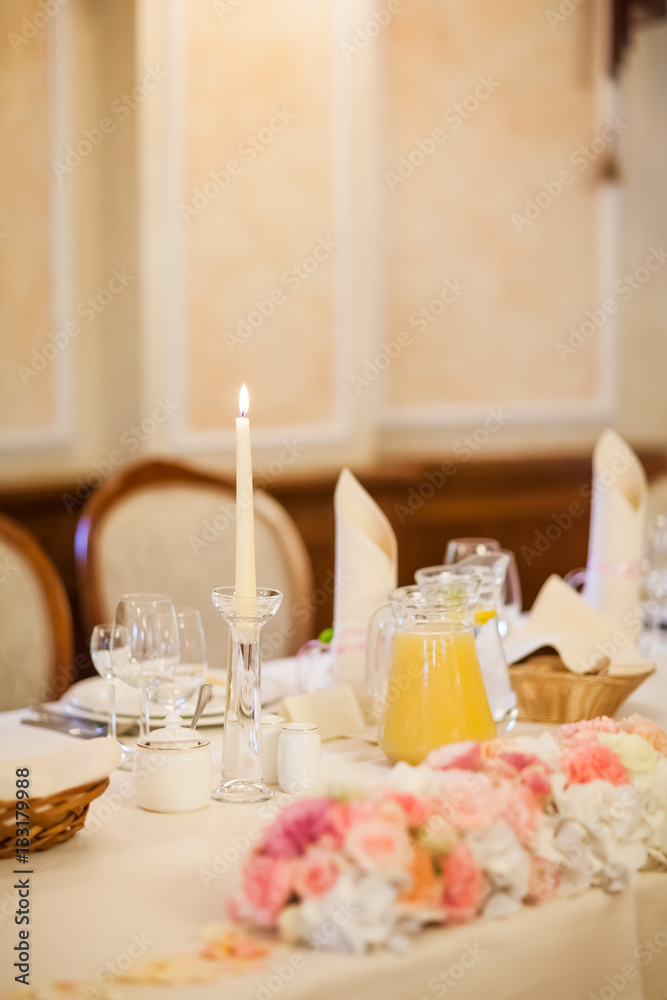 Beautiful wedding reception table decoration