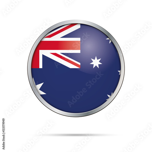 Free Download Vector Australian flag Button. Australia flag in glass button style with metal frame - GFXLoad
