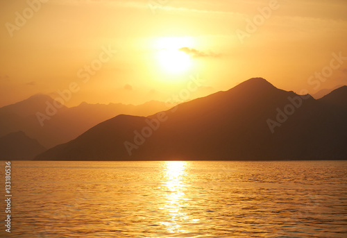 Oman sunset sea mountains