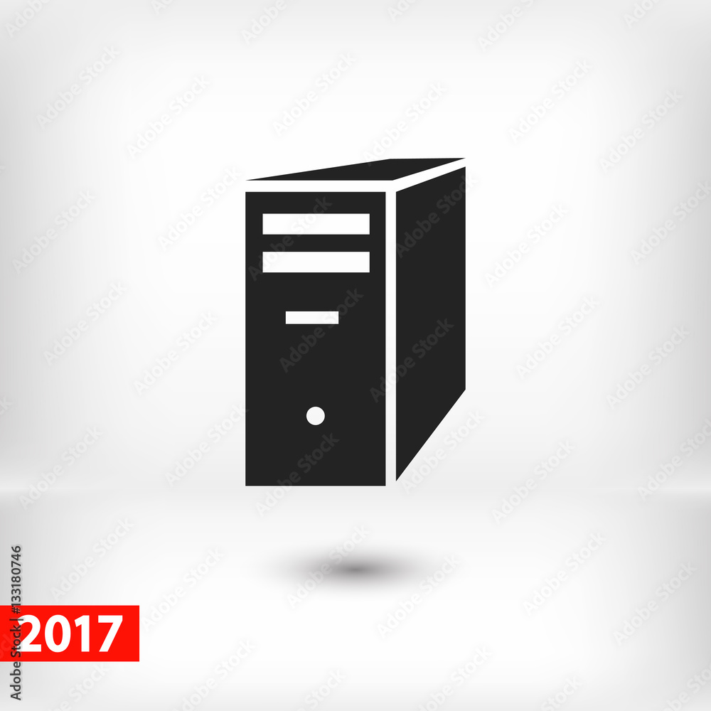 computer server icon, vector illustration. Flat design style
