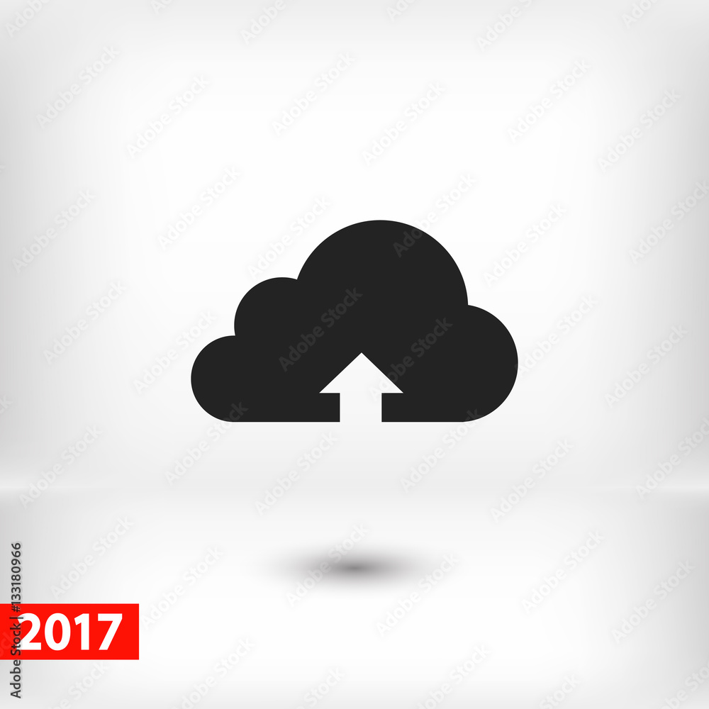 This image represents a cloud upload illustration icon, vector illustration. Flat design style This image represents a cloud upload illustration icon, vector illustration. Flat design style