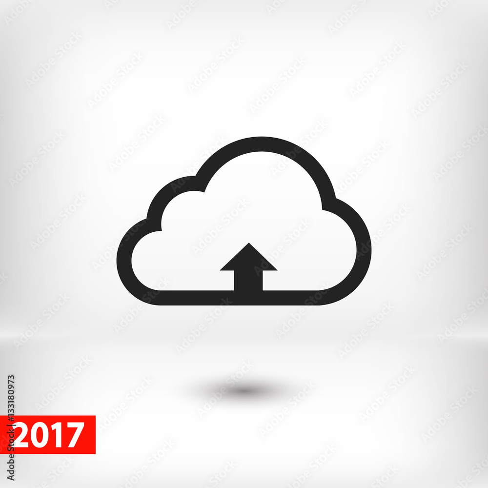 This image represents a cloud upload illustration icon, vector illustration. Flat design style This image represents a cloud upload illustration icon, vector illustration. Flat design style