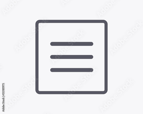 Hamburger Menu Bar Icon - Minimal thin line design. Vector illustration