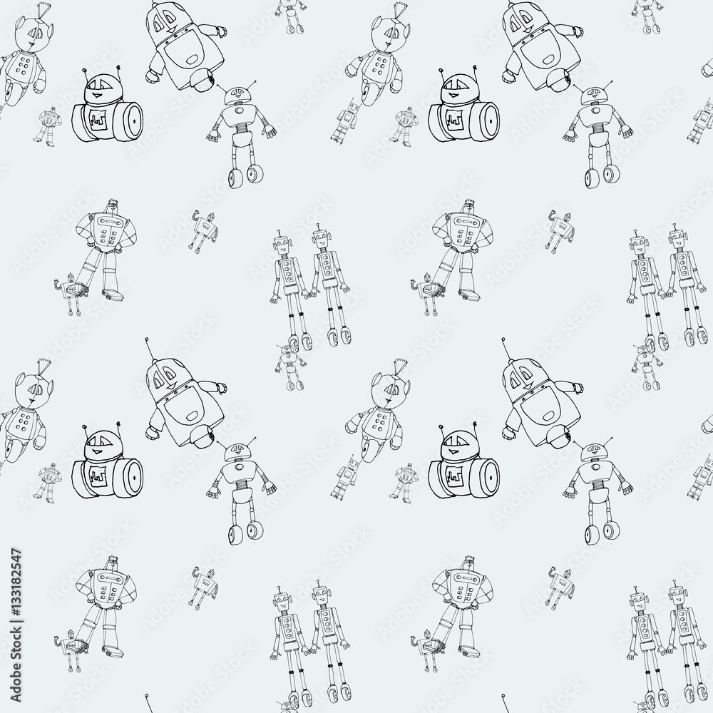 Robot doodles pattern. Robot doodles pattern.
