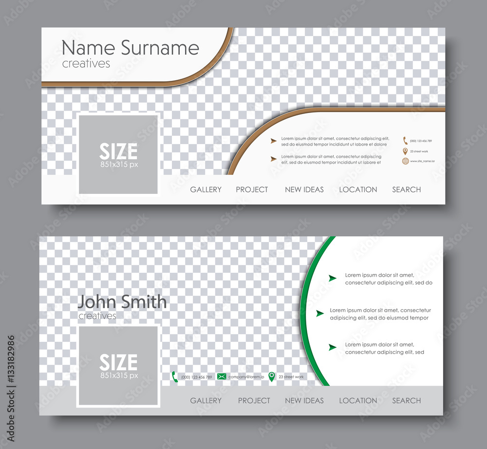 Template banners for a social network, with space for a photo, Template banners for a social network, with space for a photo,