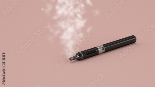 E-Zigarette mit Rauch vor rosa Hintergrund