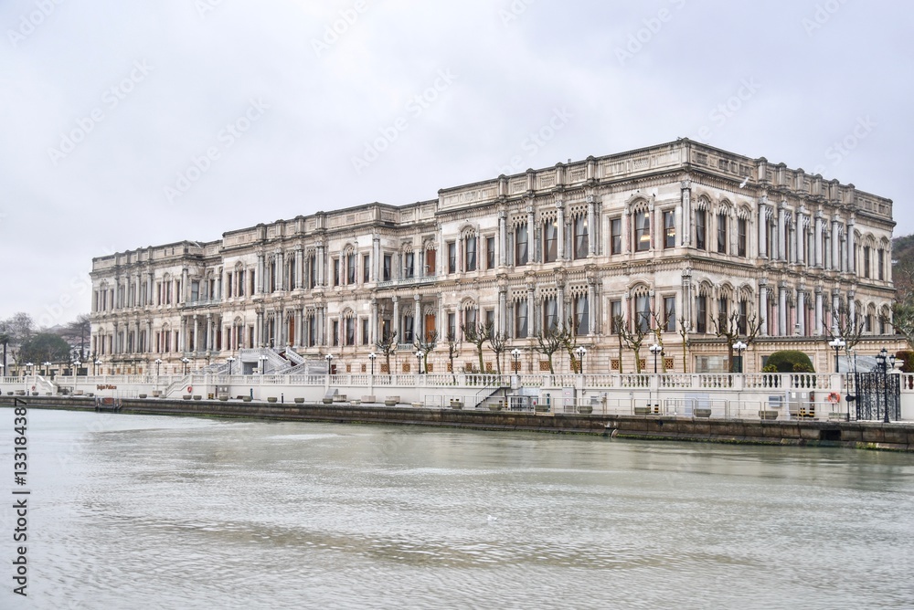 Stunning Architecture of Dolmabache Palace from the Bosphorus Cruise in Istanbul, Turkey