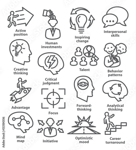 Business management icons in line style. Pack 19.