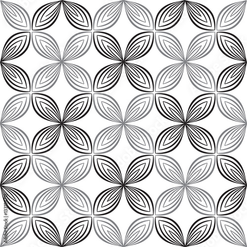 Seamless floral geometric black and white ornament © tairen