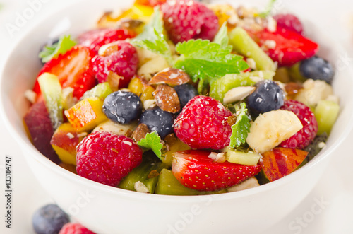 Bowl of healthy fresh fruit salad