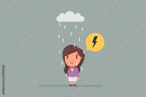 Sad girl under a cloud