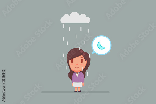 Sad girl under a cloud