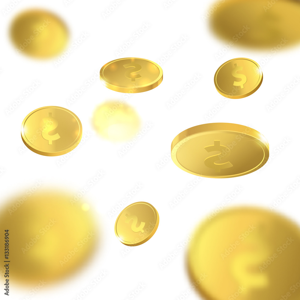 Vector Illustration of flying golden coins. Money isolated. Vector Illustration of flying golden coins. Money isolated.