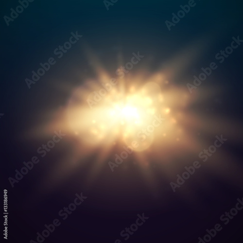 Transparent Golden Glow light effect. Star burst with sparkles