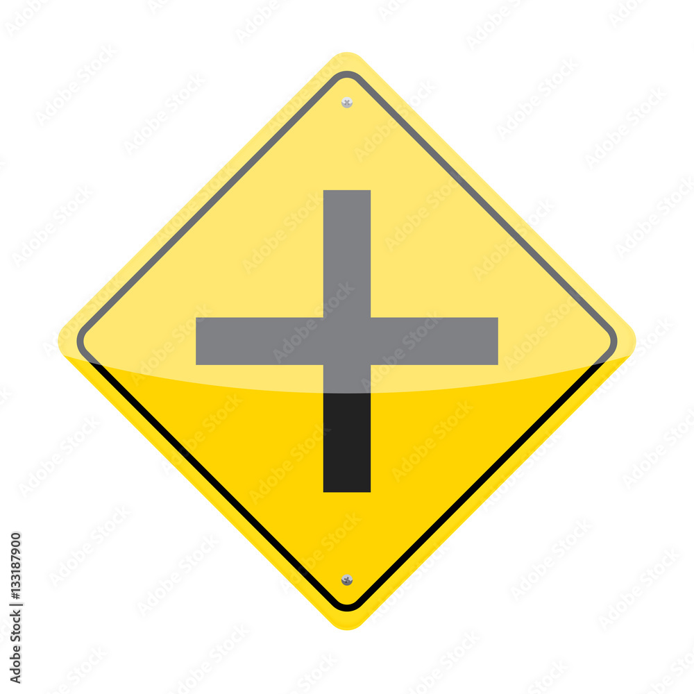 Intersection ahead traffic sign isolated on white background Intersection ahead traffic sign isolated on white background