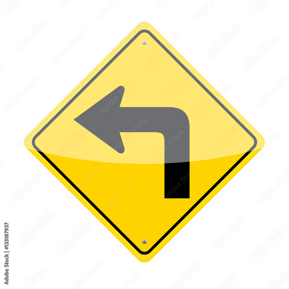 Left turn traffic sign isolated on white background Left turn traffic sign isolated on white background