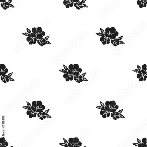 Fototapeta Naklejka Na Ścianę i Meble -  Rose of sharon icon in  black style isolated on white background. South Korea pattern stock vector illustration.