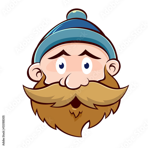 Funny Old Man Face With Beard and Mustache