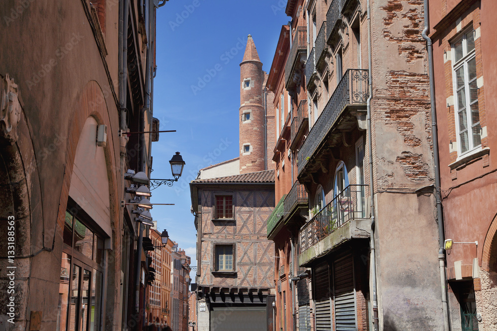 Medieval street in Toulouse (France)