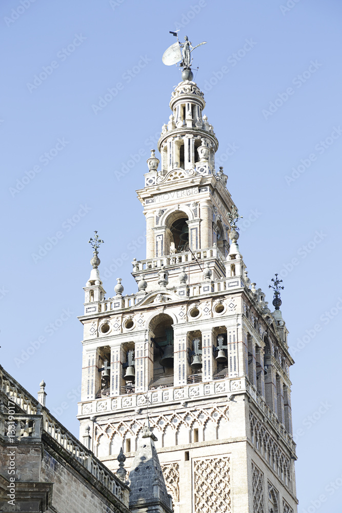 The Giralda, the bell tower of the Seville Cathedral in Seville, Spain