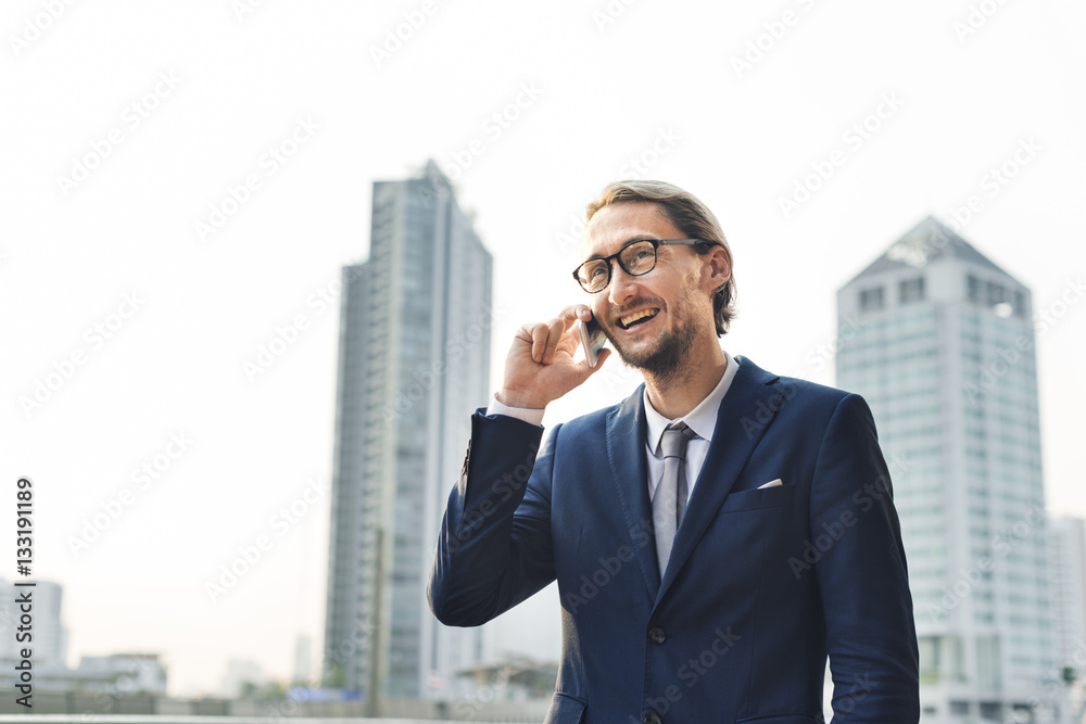 Businessman Working Connecting Smart Phone Concept Businessman Working Connecting Smart Phone Concept