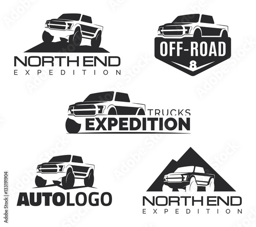 Modern suv pickup emblems, icons and logos.