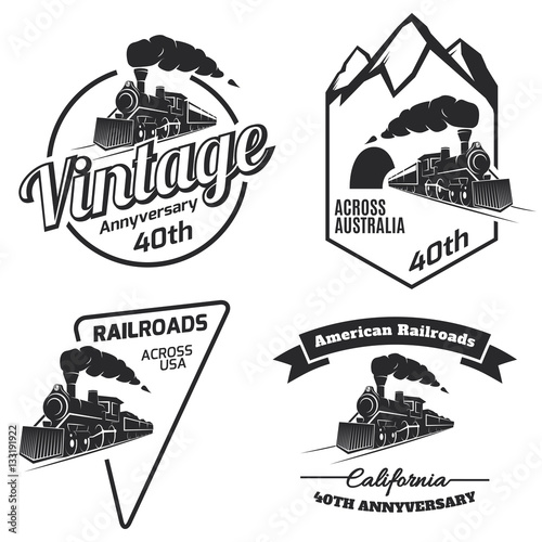 Retro train logo, emblems and icons.