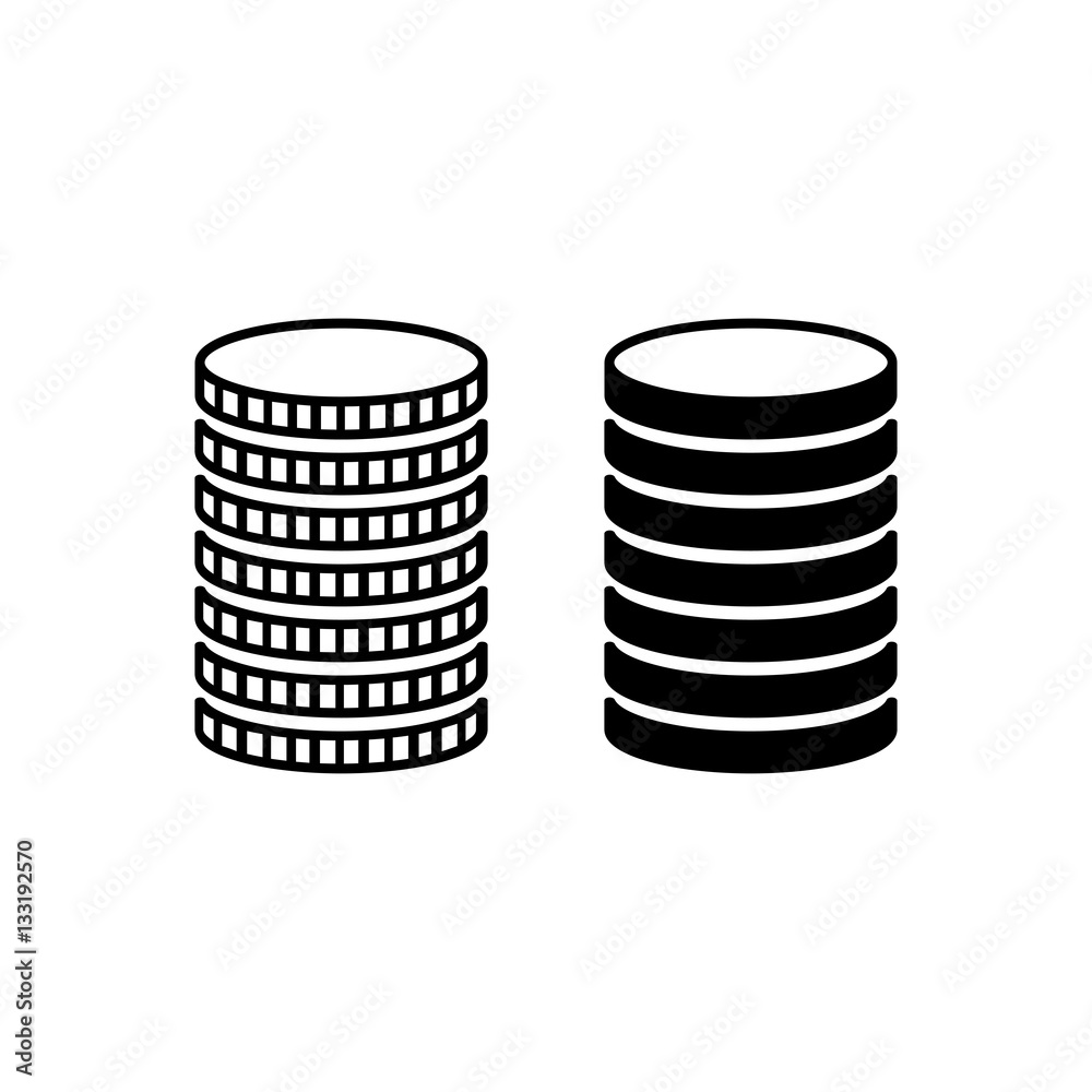 Stack of coins. Piled metal coins with different edges. Vector Illustration Stack of coins. Piled metal coins with different edges. Vector Illustration
