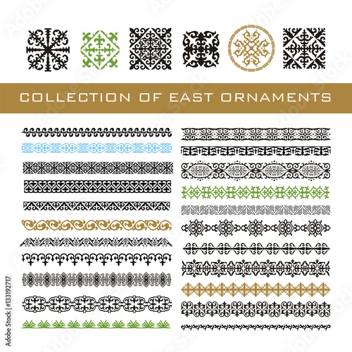 Set of Ethnic geometric signs and borders. East otnament for you