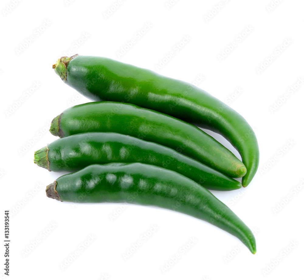 green chili pepper isolated on a white background green chili pepper isolated on a white background