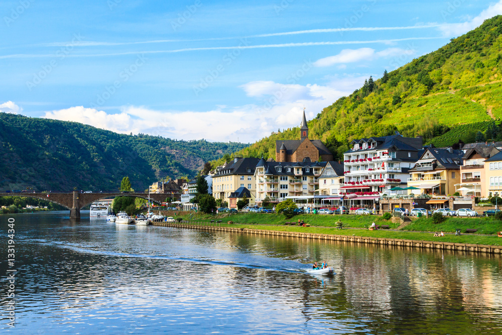 View of the wine town Cochem at the Moselle in Germany