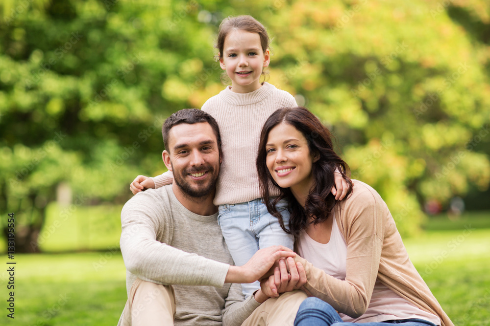 happy family in summer park happy family in summer park