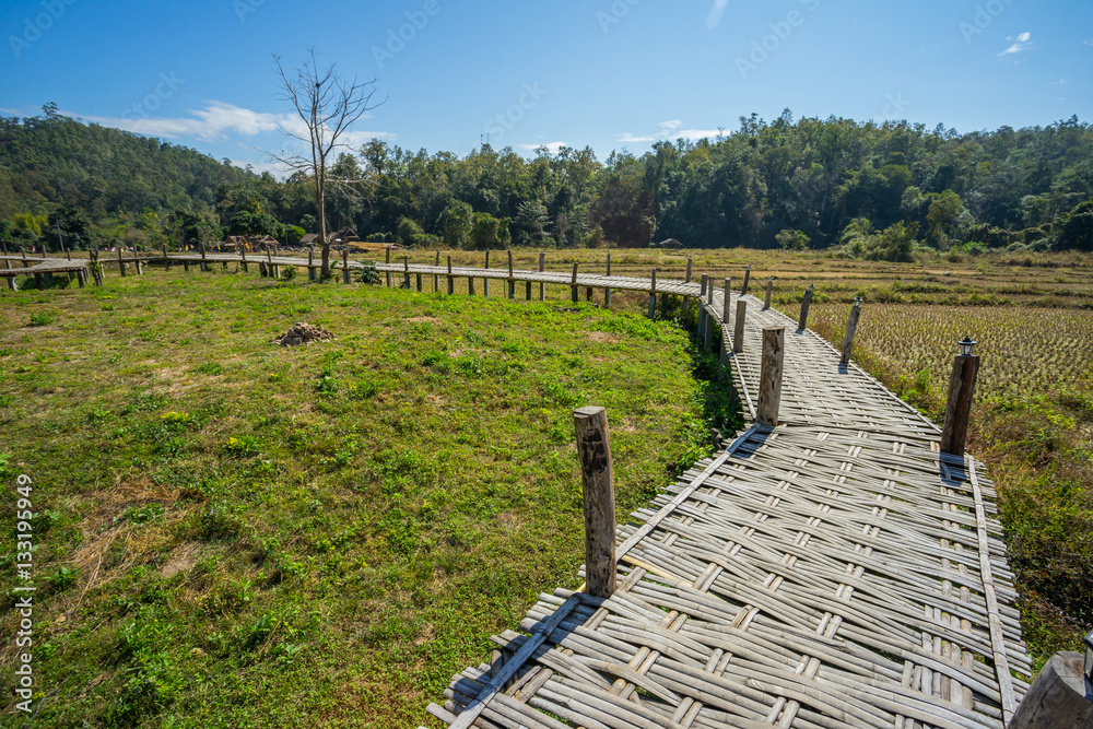 Long Bamboo Bridge in Pai, Thailand