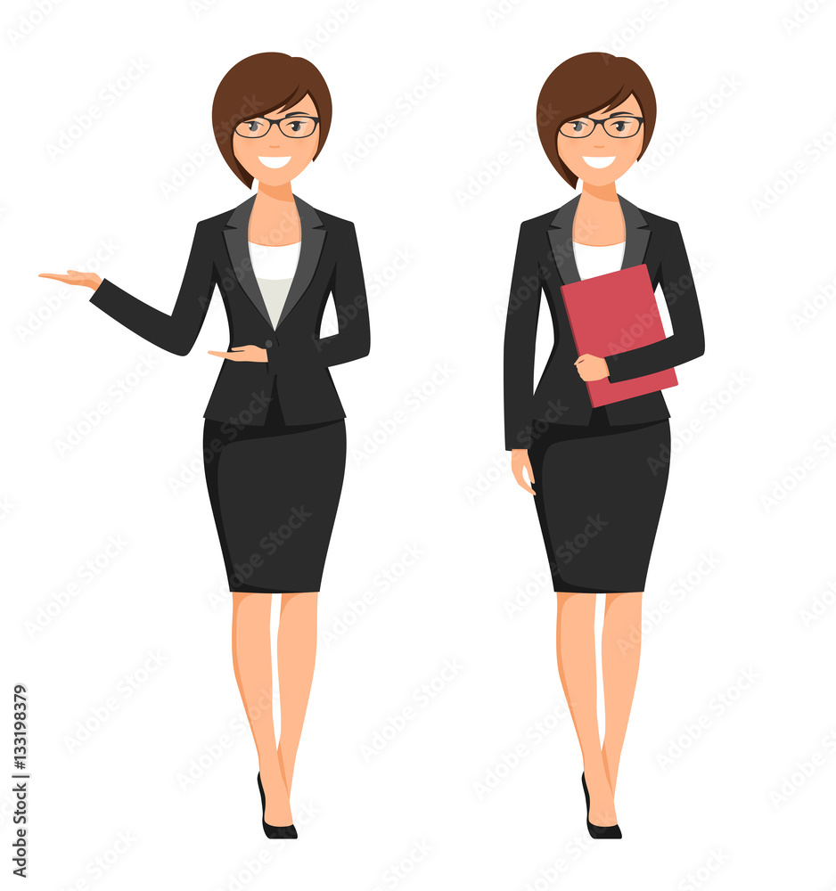 Vector illustration of a young cartoon style smiling businesswoman Vector illustration of a young cartoon style smiling businesswoman