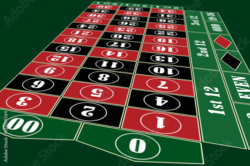 Traditional American Roulette Table perspective vector illustration