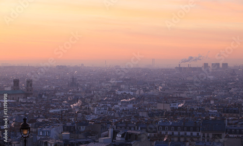 Early morning view of beautiful city of Paris from Montmartre, France 