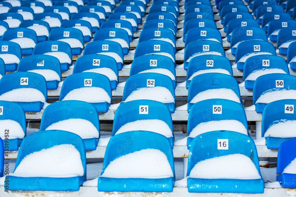Fototapeta premium Background chairs at stadium , winter
